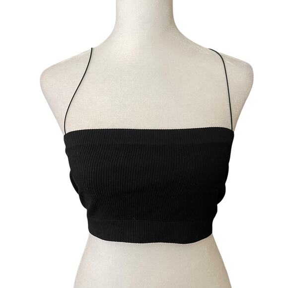 Urban Outfitters Tops - Out from Under Medium Ribbed Bandeau Top Cropped Black Thin Straps Tank